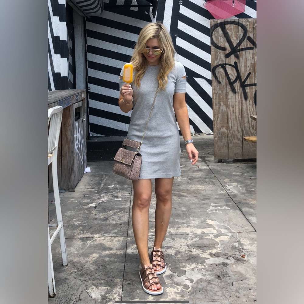 Helmut Lang Crew Neck Mini Dress with cut outs